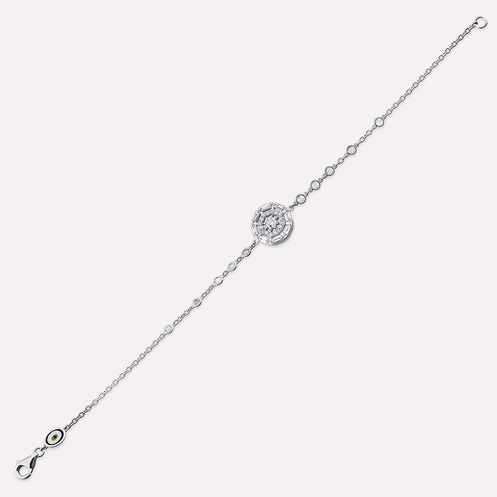 Viva 0.62 CT Diamond and Rose Cut Diamond White Gold Bracelet - 4