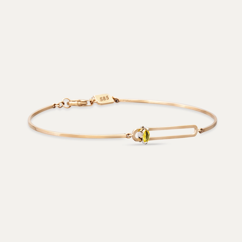 Vivien 0.08 CT Marquise Cut Yellow Sapphire Rose Gold Bracelet - 3