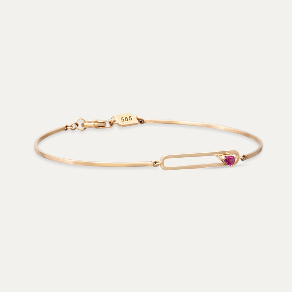 Vivien 0.08 CT Pear Cut Ruby Rose Gold Bracelet - 3