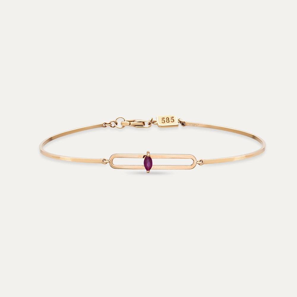 Vivien 0.07 CT Marquise Cut Ruby Rose Gold Bracelet - 1