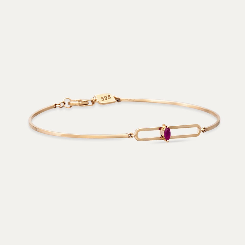 Vivien 0.07 CT Marquise Cut Ruby Rose Gold Bracelet - 4