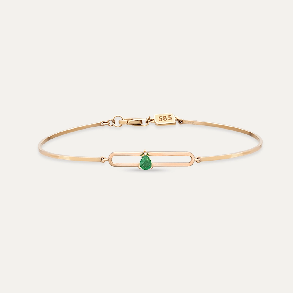 Vivien 0.13 CT Pear Cut Emerald Rose Gold Bracelet - 1