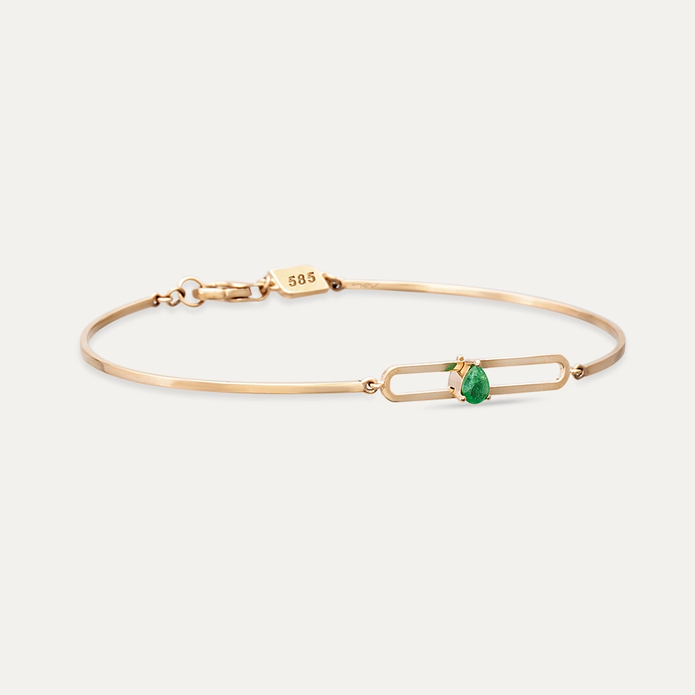 Vivien 0.13 CT Pear Cut Emerald Rose Gold Bracelet - 3