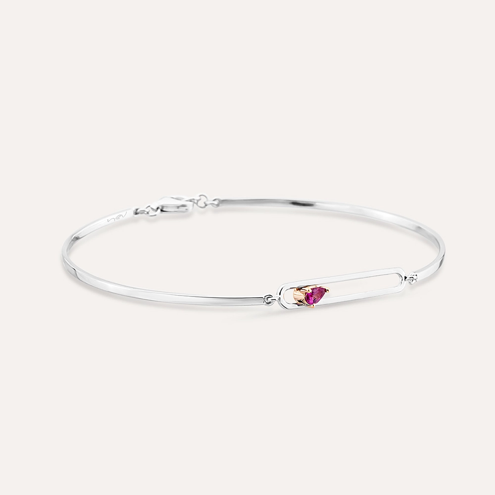 Vivien 0.16 CT Pear Cut Ruby White Gold Bracelet - 3