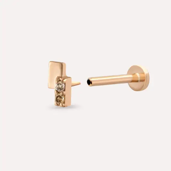 Wall Brown Diamond Rose Gold Piercing - 4