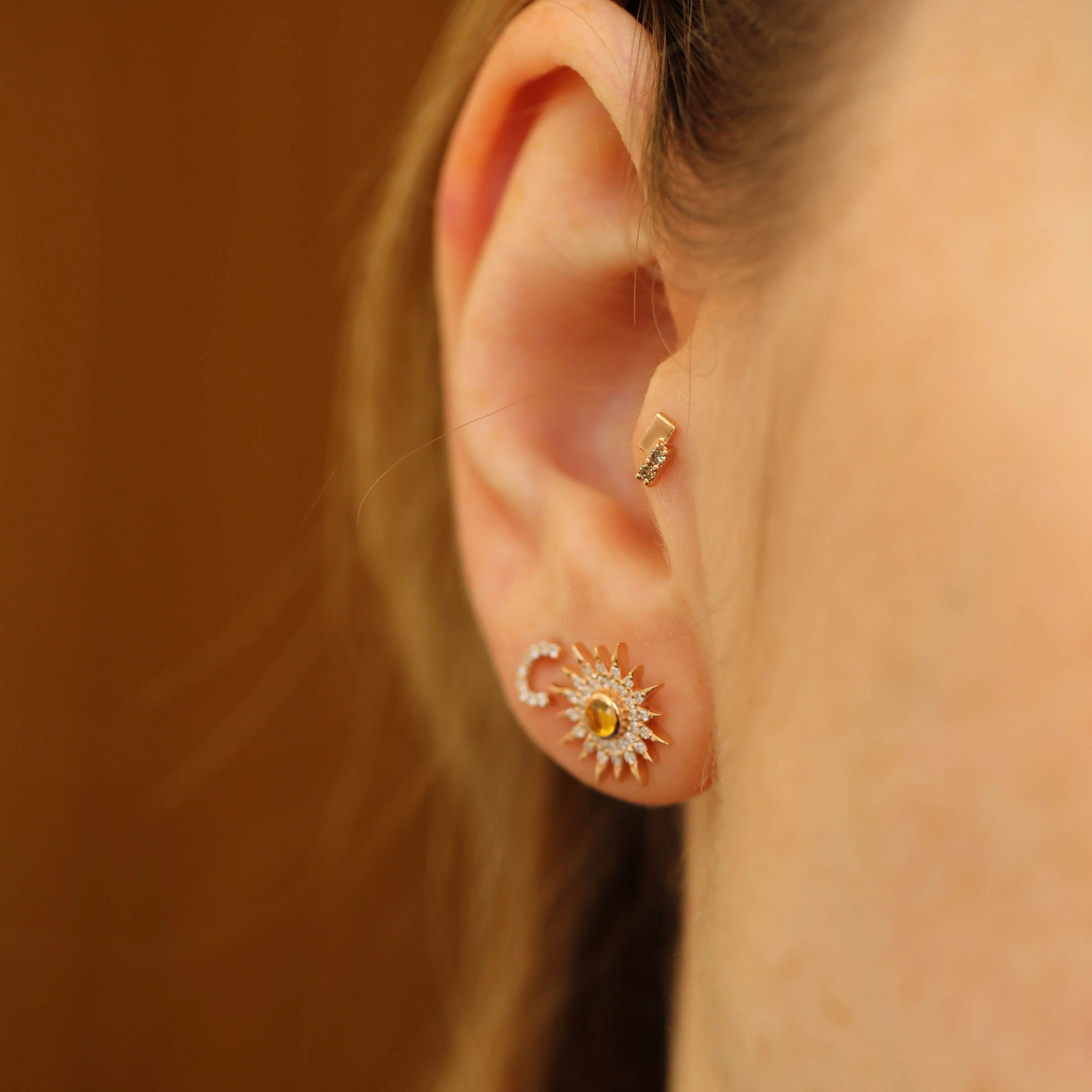 Wall Brown Diamond Rose Gold Piercing - 2