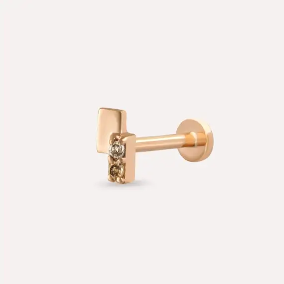 Wall Brown Pırlanta Taşlı Rose Gold Piercing - 1