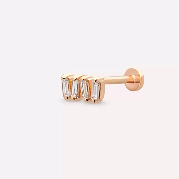 Weave Baguette Cut Diamond Rose Gold Piercing - 1