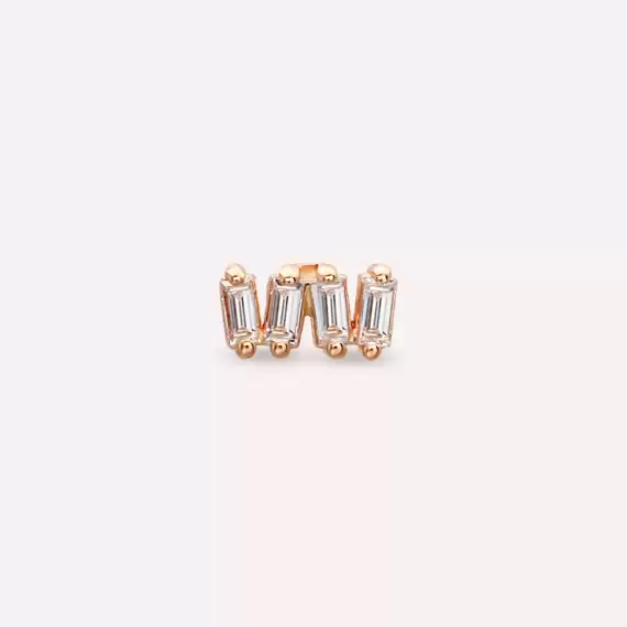 Weave Baguette Cut Diamond Rose Gold Piercing - 5