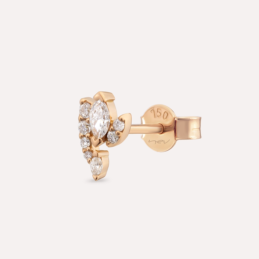 Wendy Marquise Cut Diamond Rose Gold Single Earring - 1