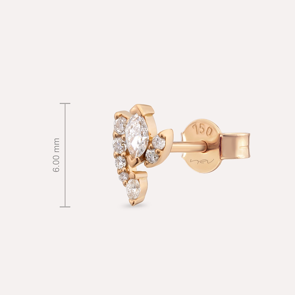 Wendy Marquise Cut Diamond Rose Gold Single Earring - 3