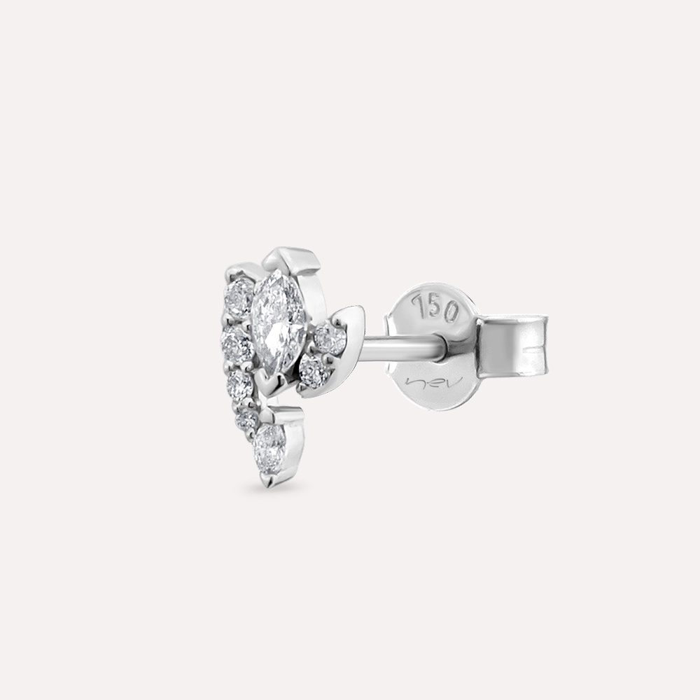 Wendy Marquise Cut Diamond White Gold Single Earring - 1