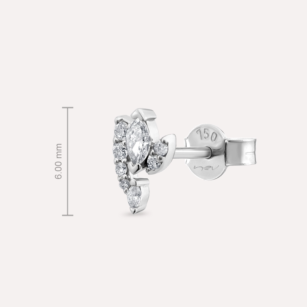 Wendy Marquise Cut Diamond White Gold Single Earring - 3