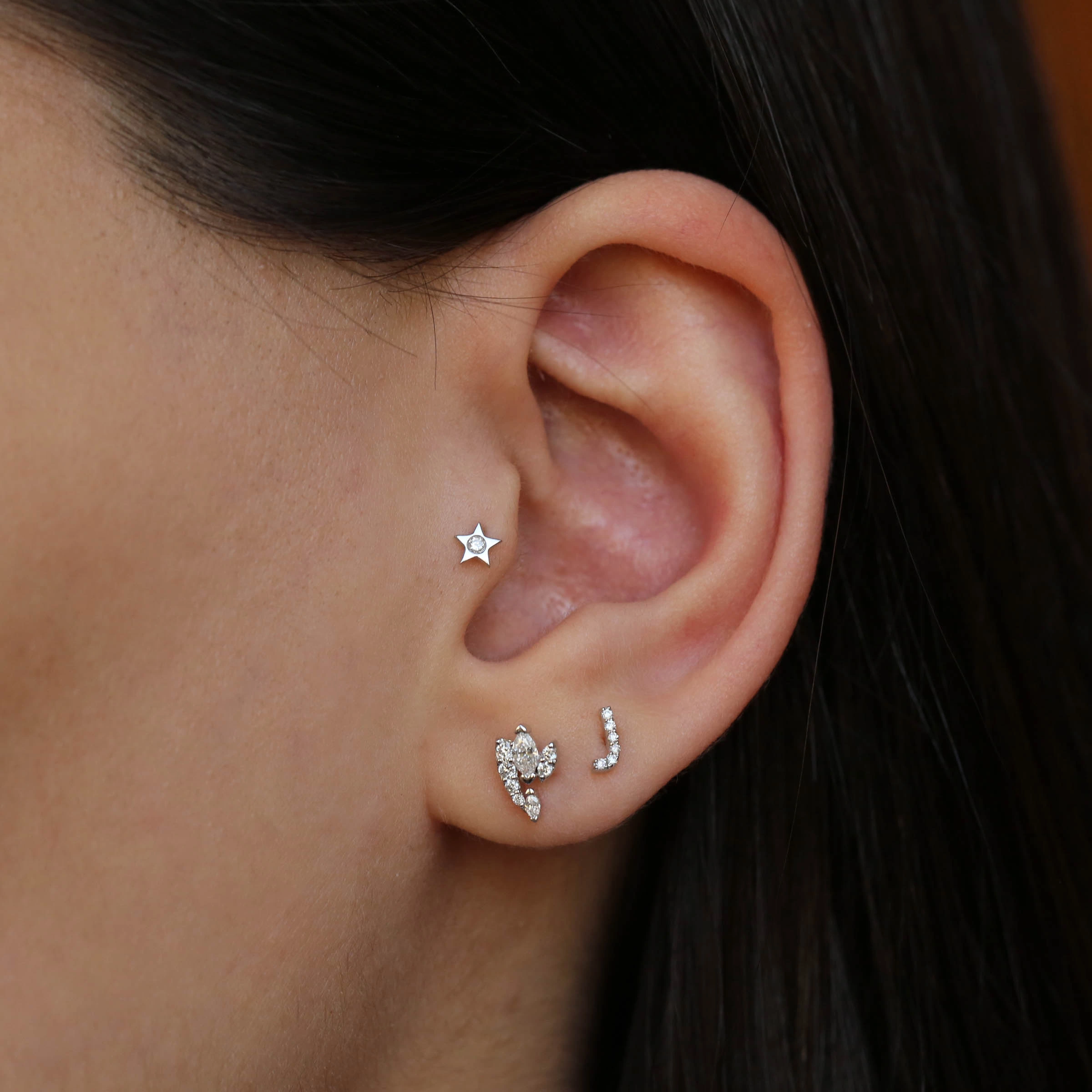 Wendy Marquise Cut Diamond White Gold Single Earring - 2
