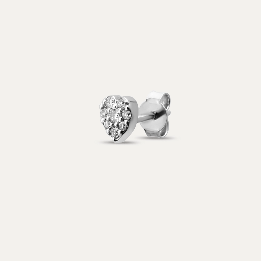 White Hearts 0.06 CT Diamond Mini Single Earring - 3