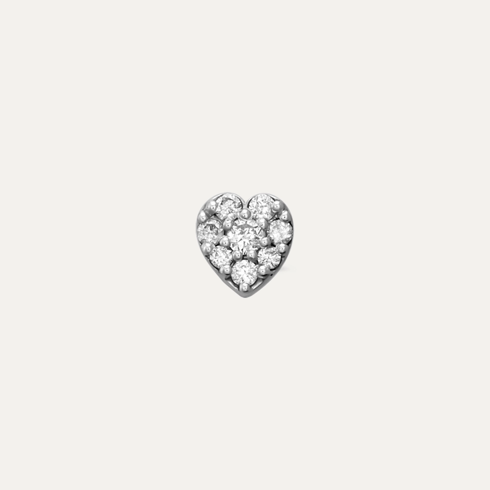 White Hearts 0.06 CT Diamond Mini Single Earring - 1