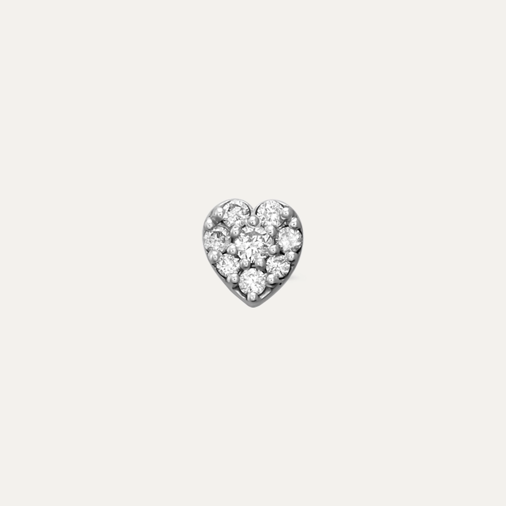 White Hearts 0.06 CT Pırlanta Taşlı Mini Tek Küpe - 1