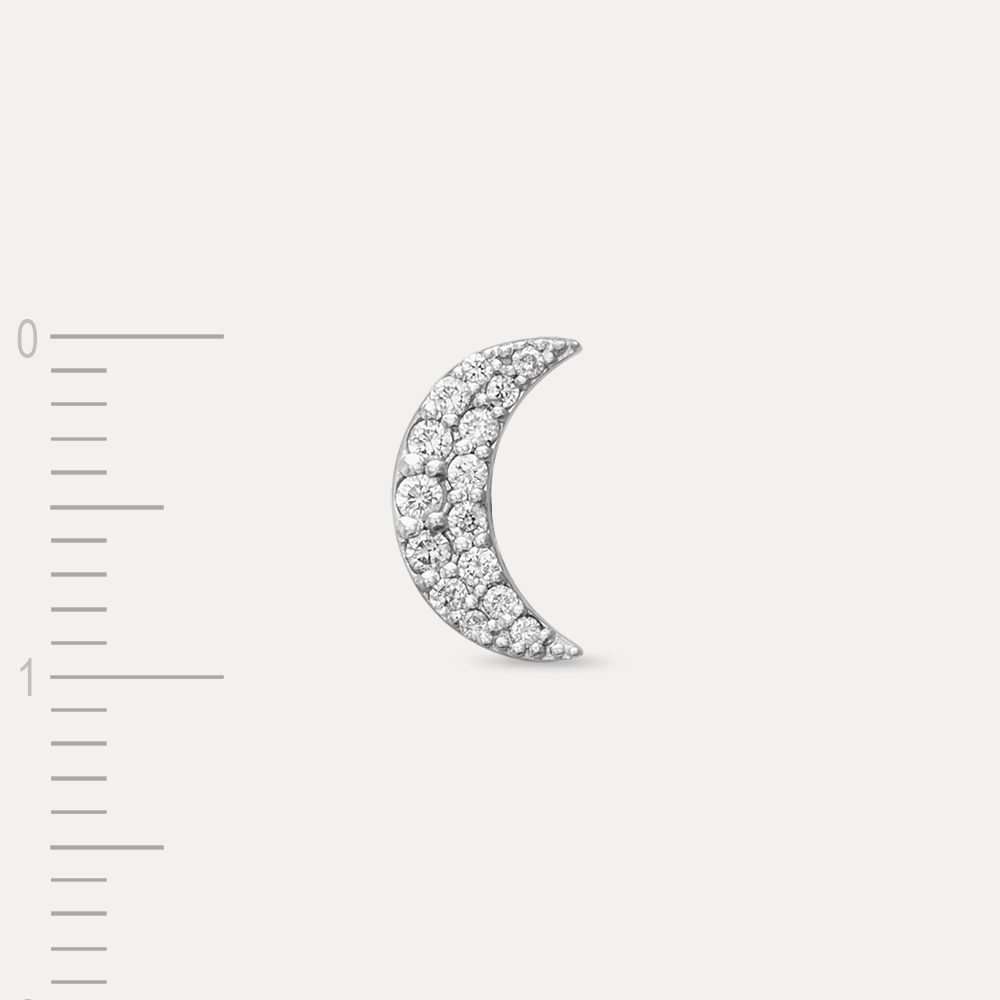 White Moon 0.06 CT Pırlanta Taşlı Tek Küpe - 3