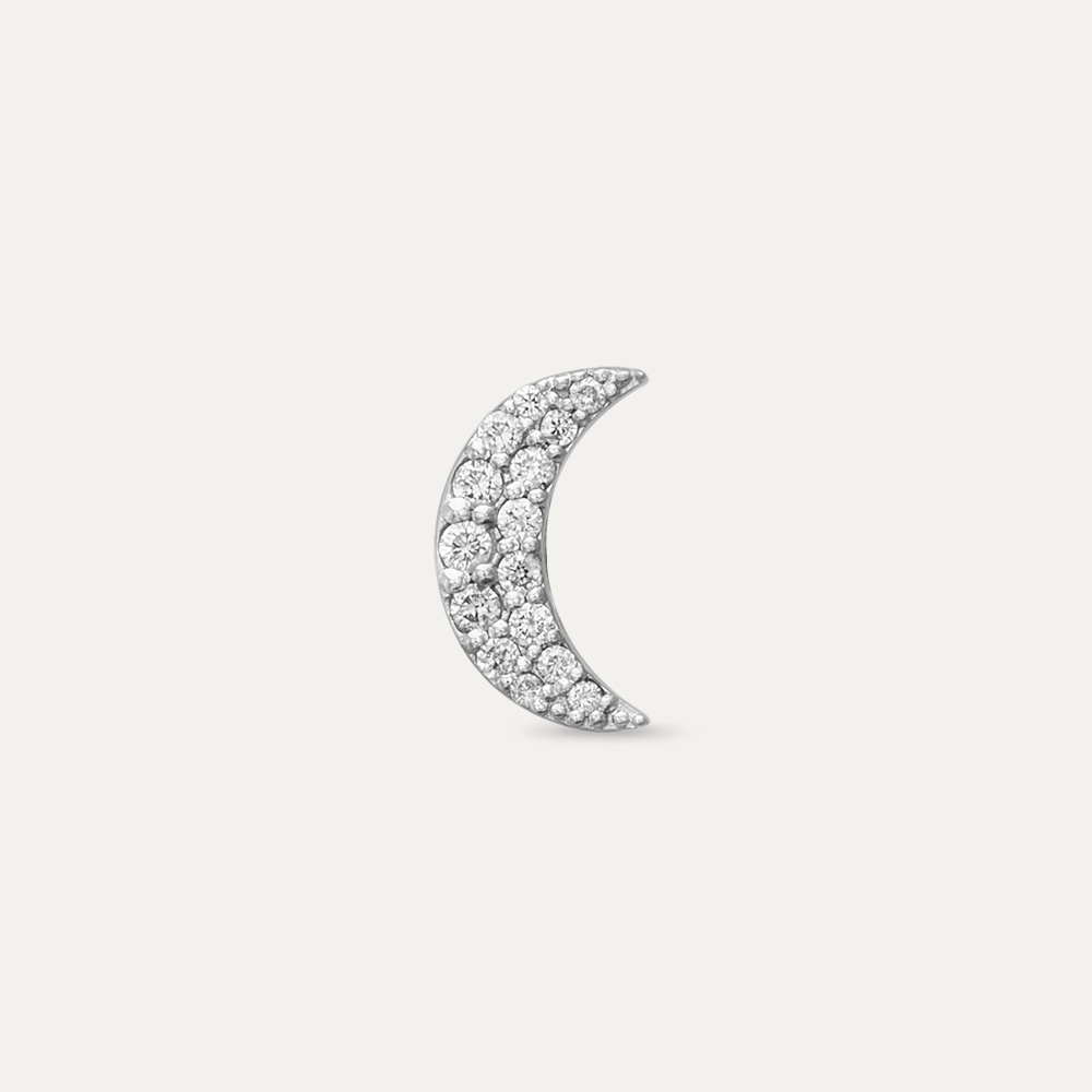 White Moon 0.06 CT Pırlanta Taşlı Tek Küpe - 1