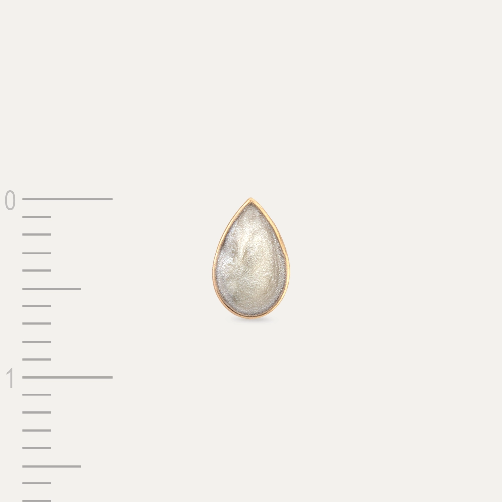 White Pearly Enamel Rose Gold Drop Shaped Single Earring - 4