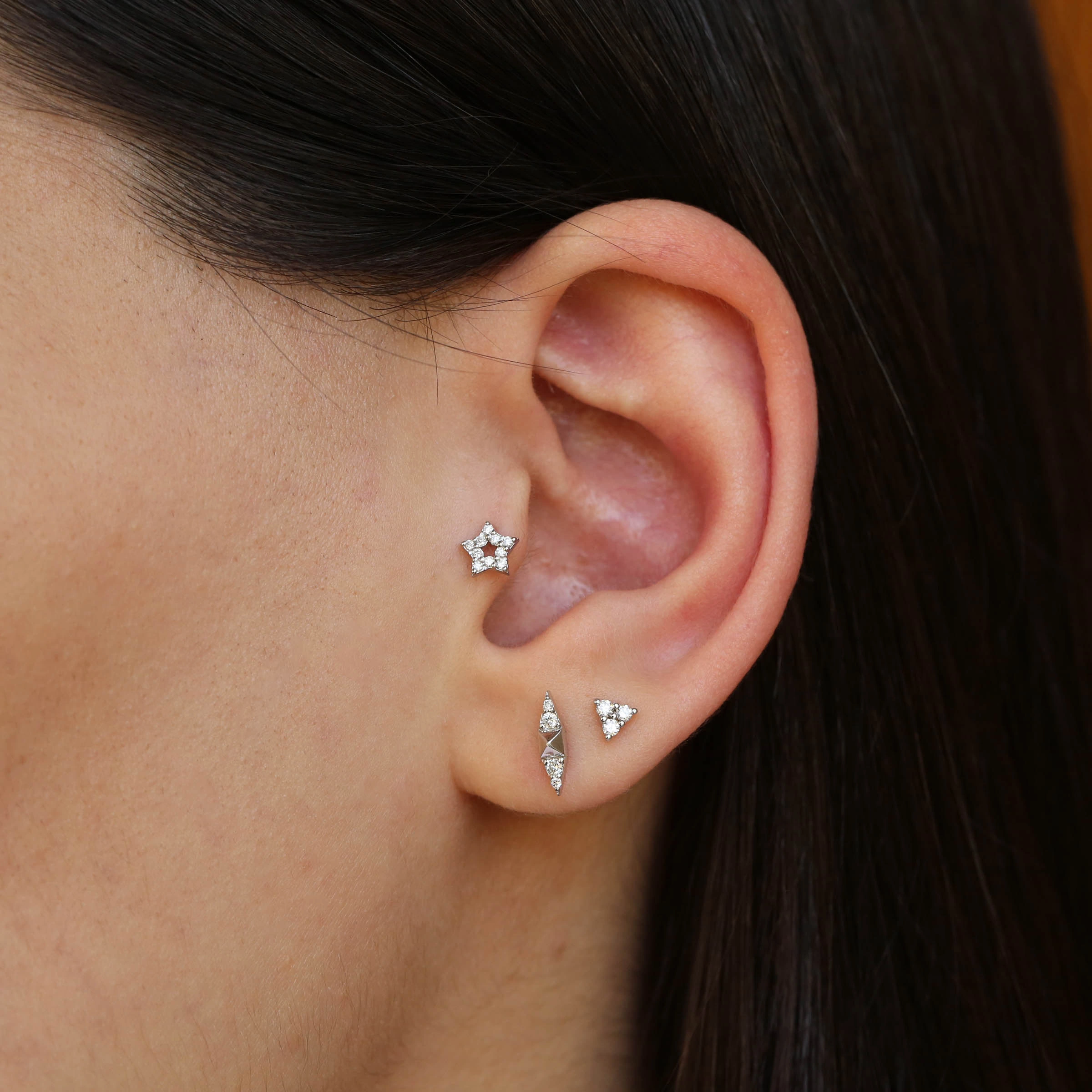 White Spike 0.04 CT Diamond Single Earring - 2