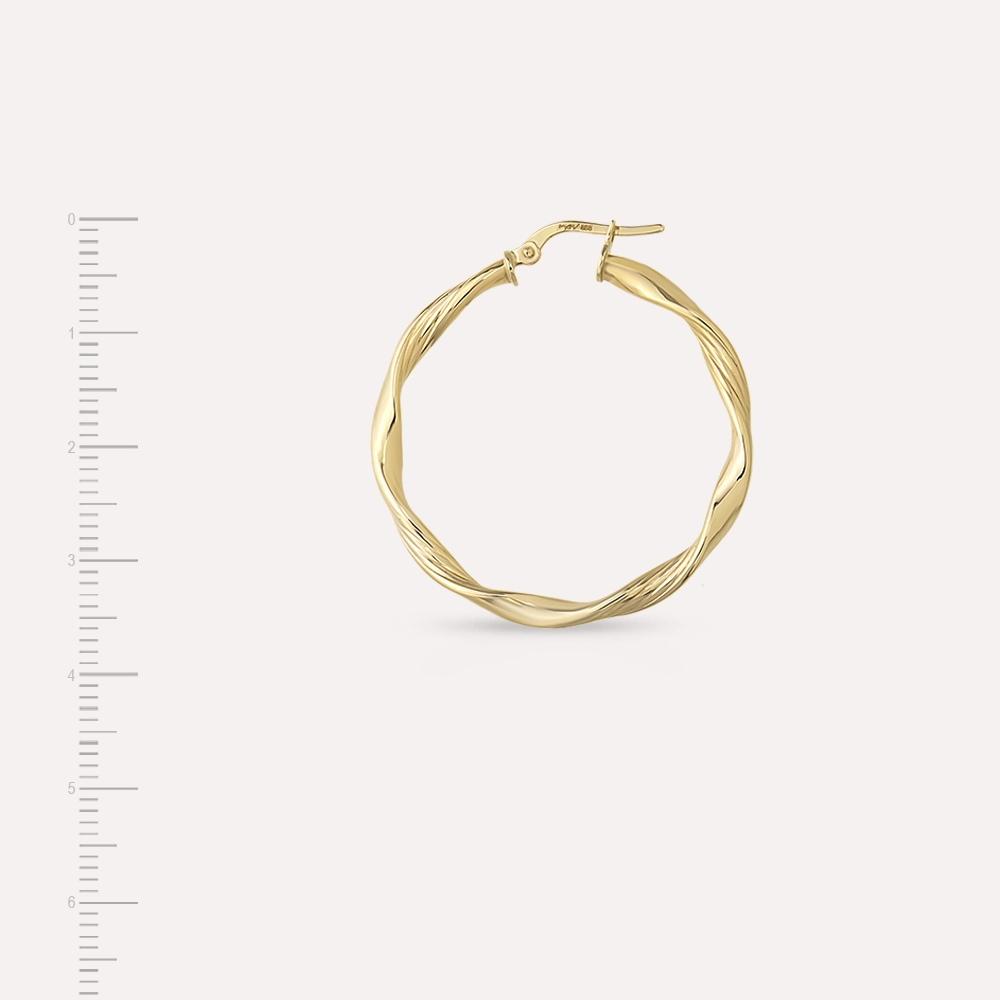 Wind Yellow Gold Hoop Earring - 3