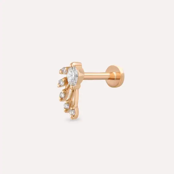 Asteroid Marquise Cut Diamond Rose Gold Piercing - 1