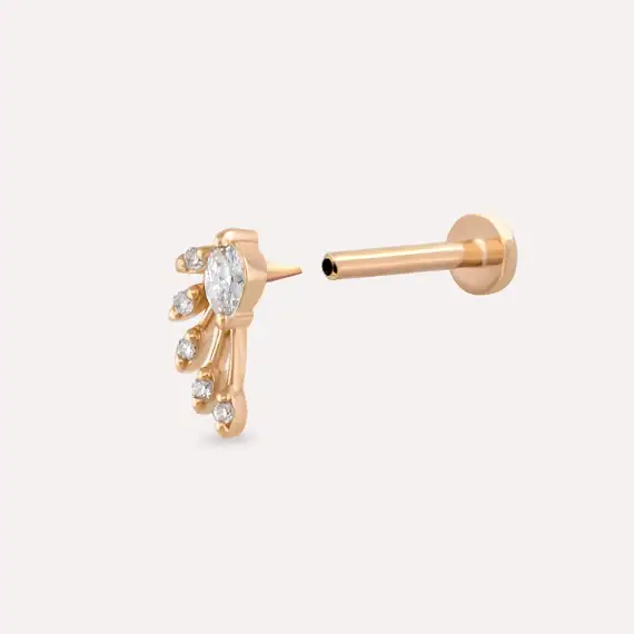 Asteroid Marquise Cut Diamond Rose Gold Piercing - 4