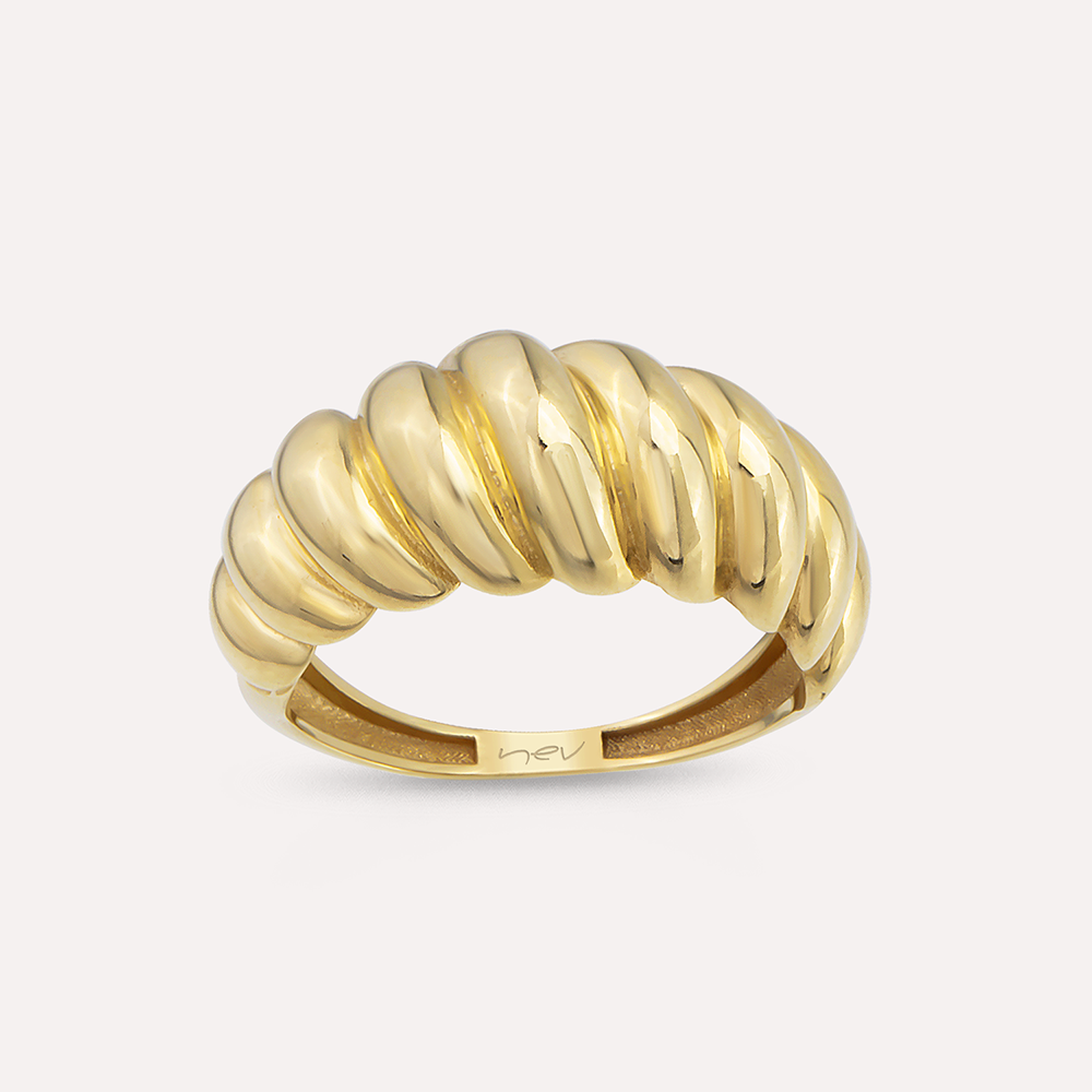 Yellow Gold Croissant Ring - 2