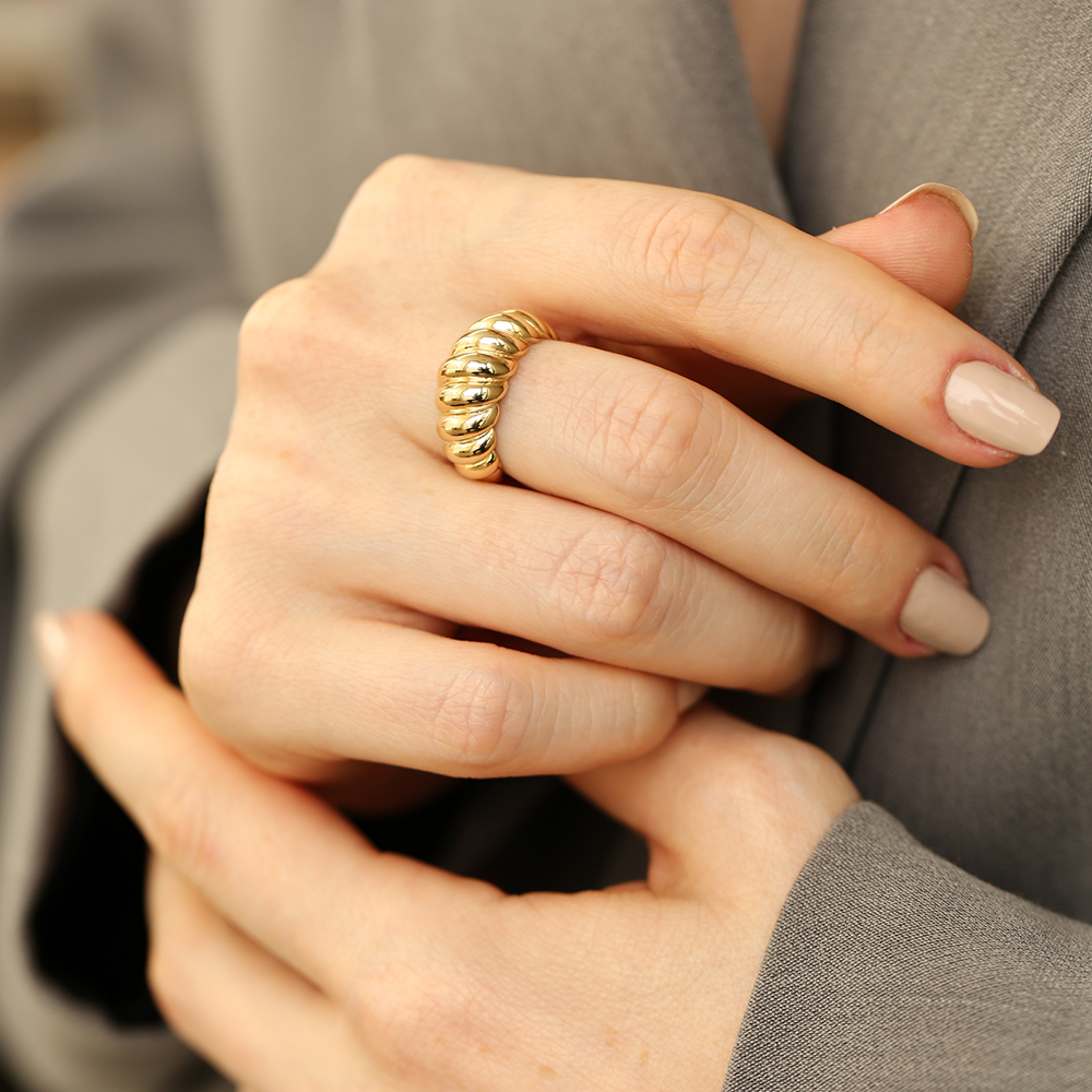 Yellow Gold Croissant Ring - 1