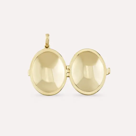 Yellow Gold Oval Cap Pendant - 3