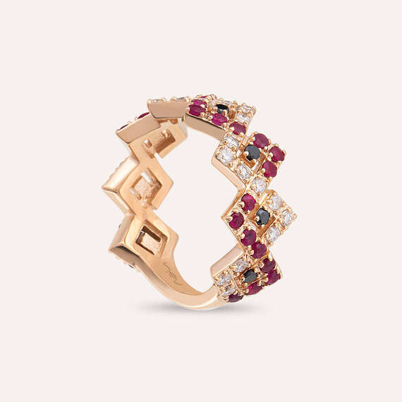 Zig Zag 1.49 CT Ruby and Diamond Rose Gold Ring - 5