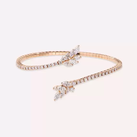 Zoe 2.64 CT Marquise Cut Diamond Rose Gold Bracelet - 2