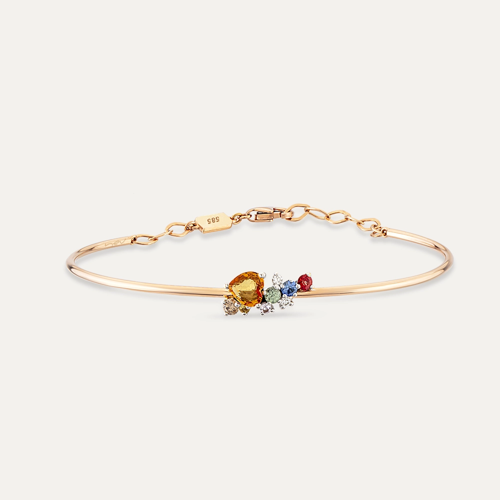 Zoya 0.76 CT Brown Diamond and Multicolor Sapphire Bracelet - 1