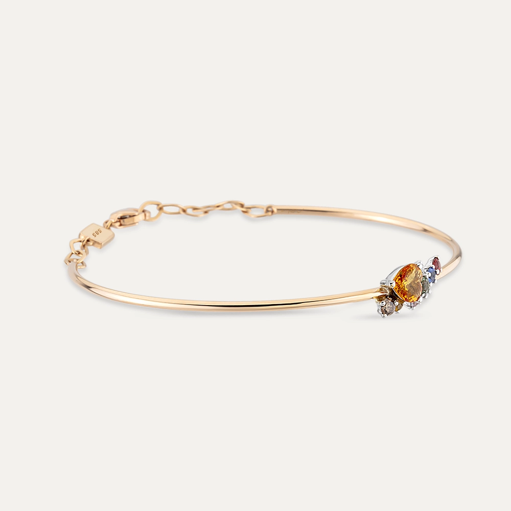 Zoya 0.76 CT Brown Diamond and Multicolor Sapphire Bracelet - 5
